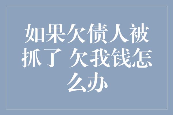 如果欠债人被抓了 欠我钱怎么办