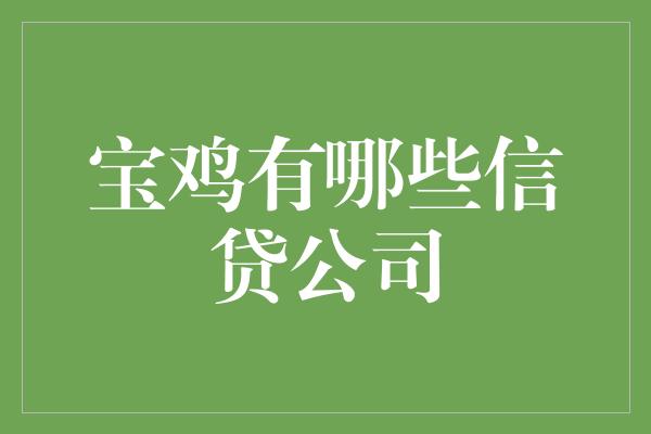 宝鸡有哪些信贷公司