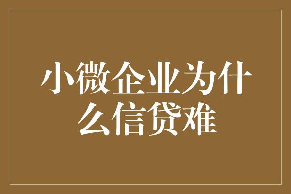 小微企业为什么信贷难