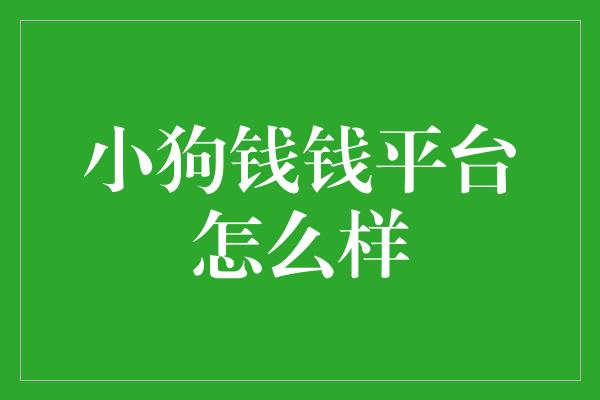 小狗钱钱平台怎么样