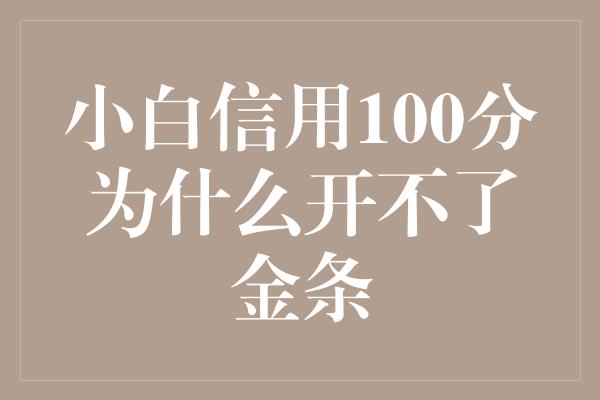 小白信用100分为什么开不了金条