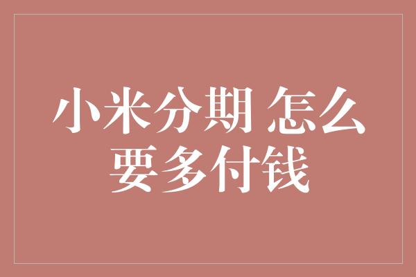 小米分期 怎么要多付钱