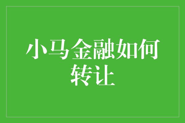 小马金融如何转让