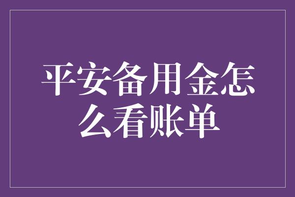 平安备用金怎么看账单