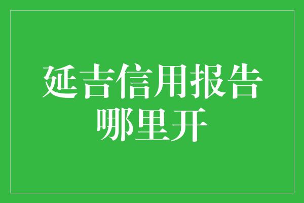 延吉信用报告哪里开