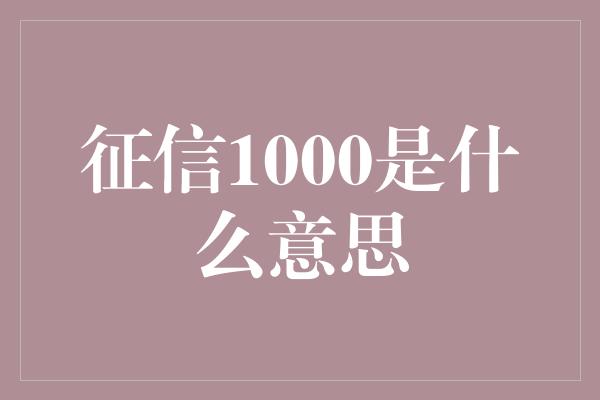 征信1000是什么意思