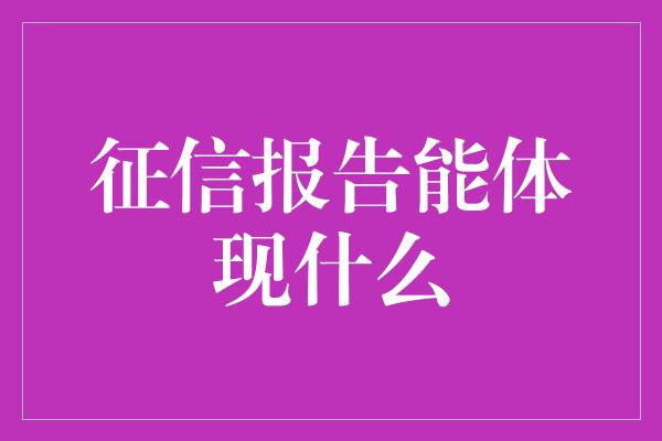 征信报告能体现什么