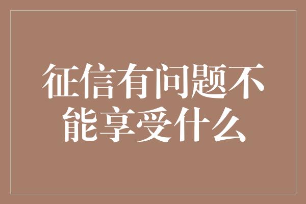 征信有问题不能享受什么