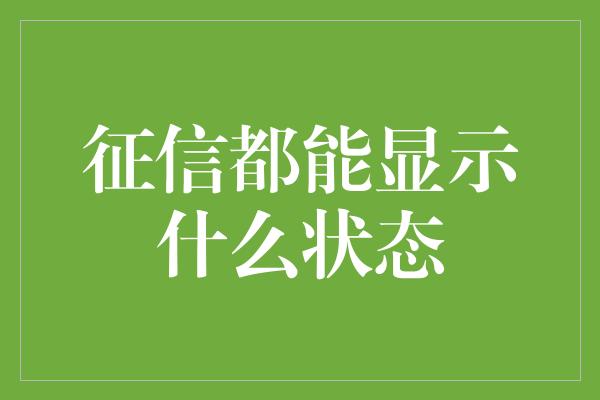 征信都能显示什么状态