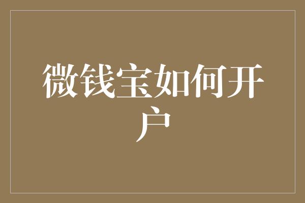 微钱宝如何开户