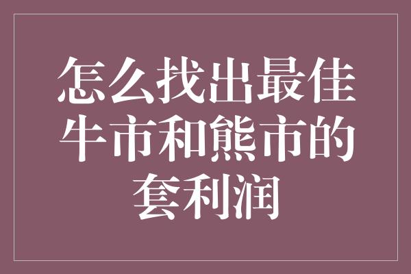 怎么找出最佳牛市和熊市的套利润