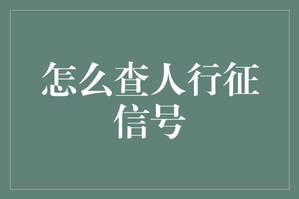 怎么查人行征信号