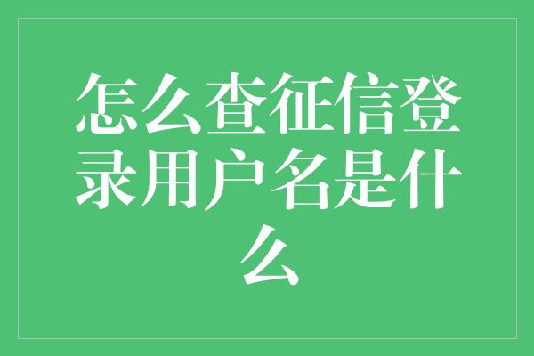 怎么查征信登录用户名是什么