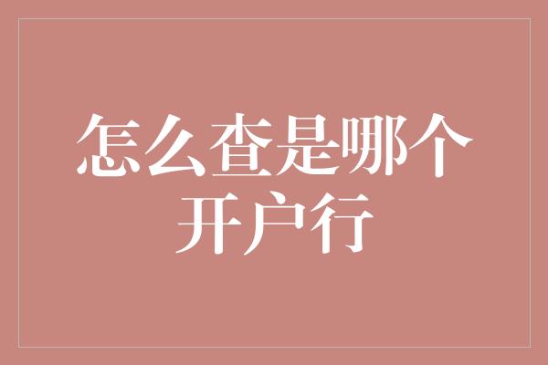 怎么查是哪个开户行