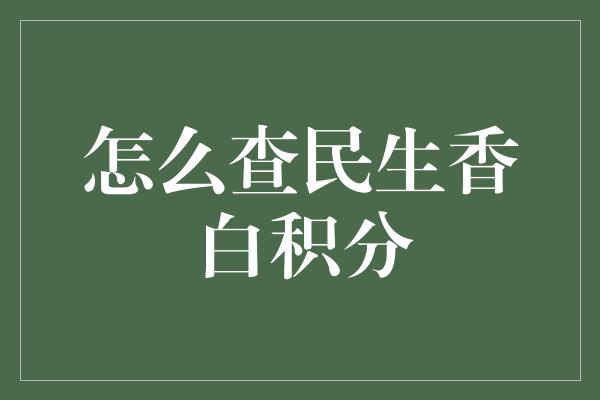 怎么查民生香白积分