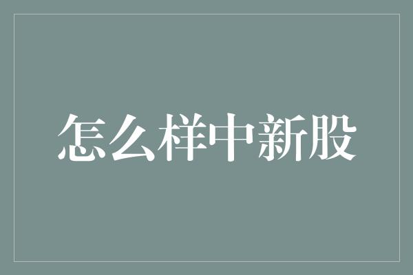 怎么样中新股