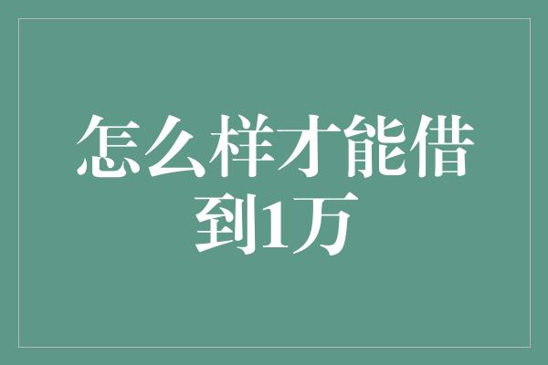 怎么样才能借到1万