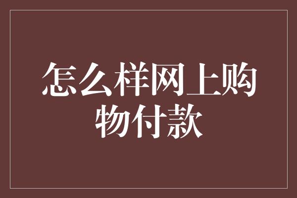 怎么样网上购物付款