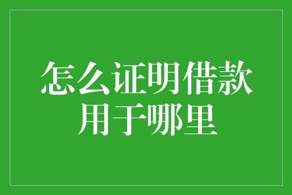 怎么证明借款用于哪里