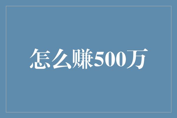 怎么赚500万