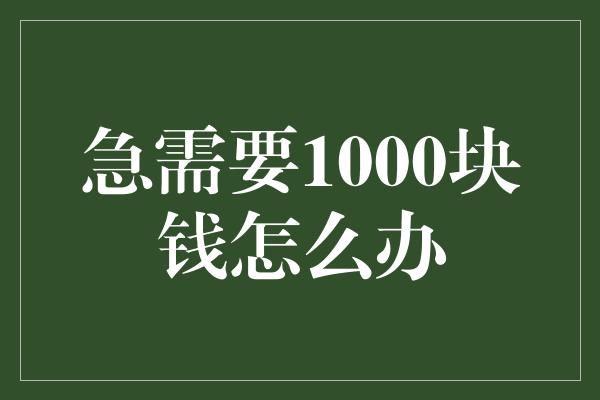 急需要1000块钱怎么办