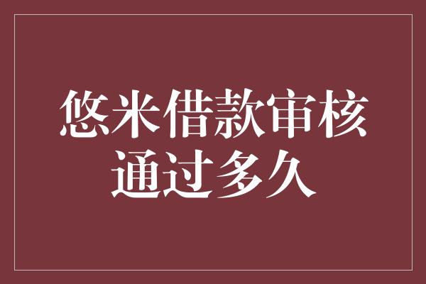 悠米借款审核通过多久