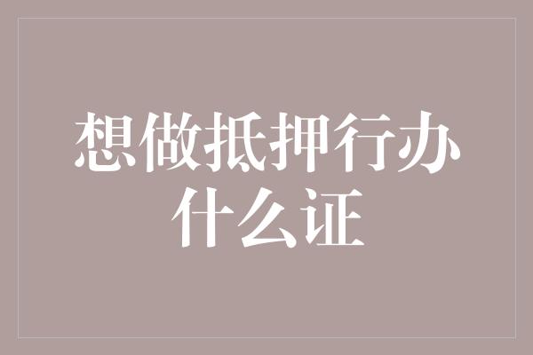 想做抵押行办什么证