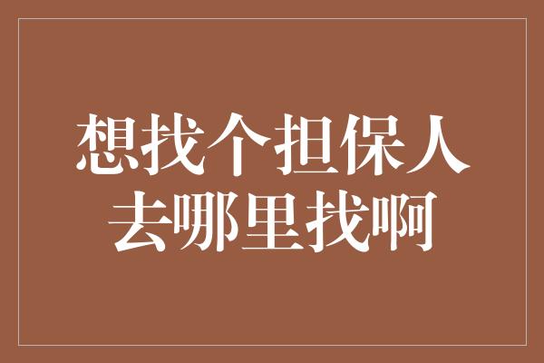 想找个担保人去哪里找啊