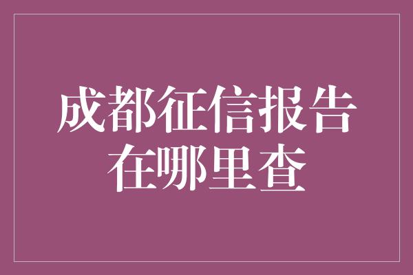 成都征信报告在哪里查