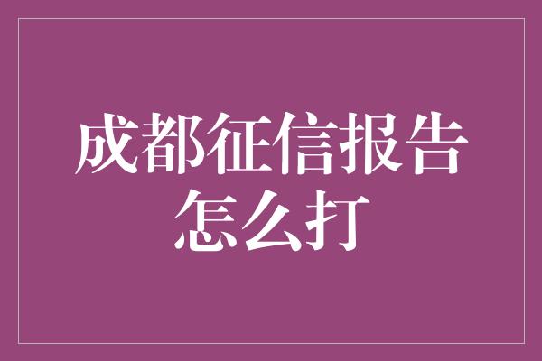 成都征信报告怎么打