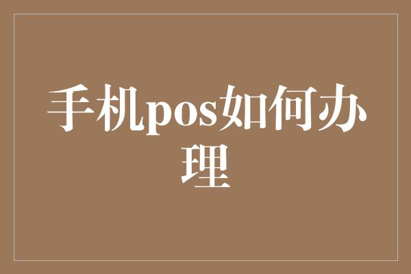 手机pos如何办理