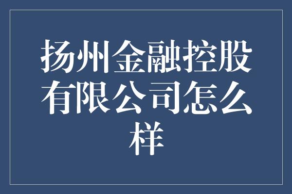 扬州金融控股有限公司怎么样