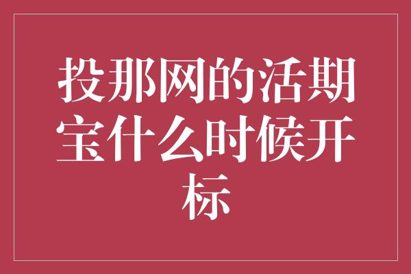 投那网的活期宝什么时候开标