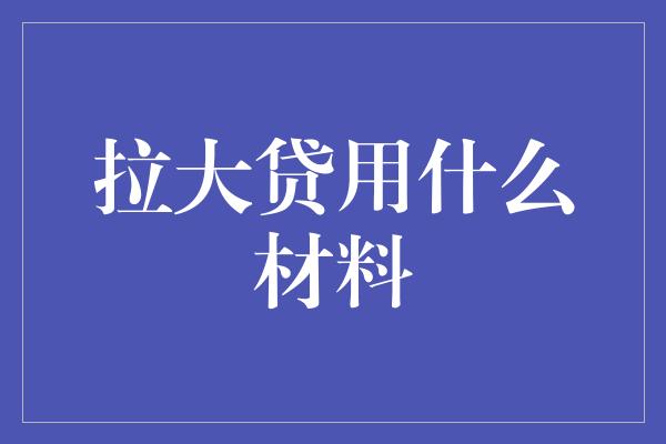 拉大贷用什么材料