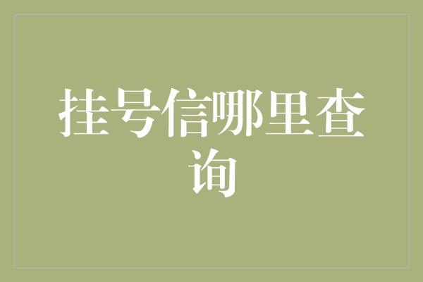 挂号信哪里查询