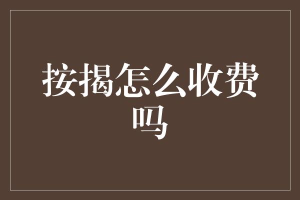 按揭怎么收费吗