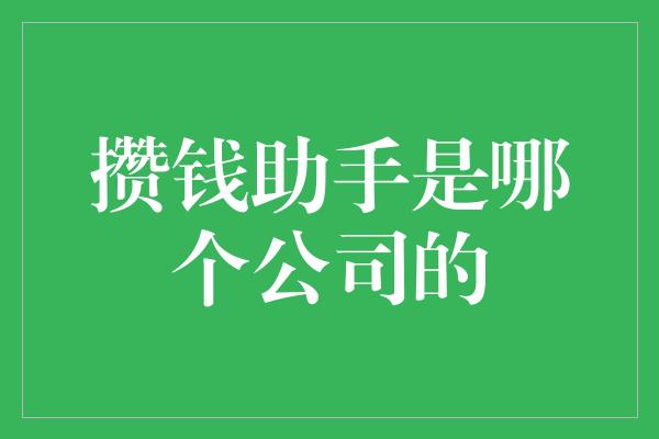 攒钱助手是哪个公司的