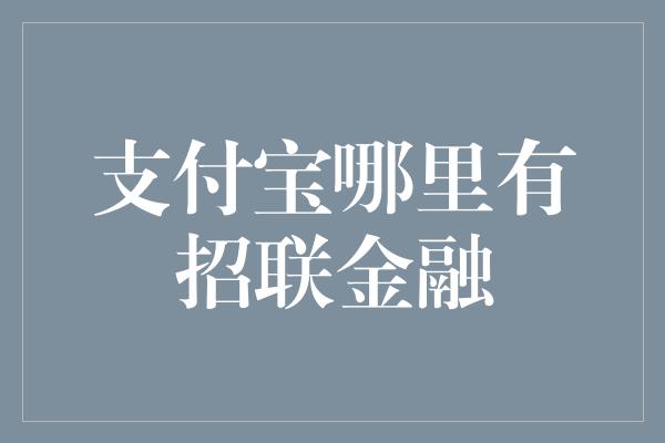 支付宝哪里有招联金融