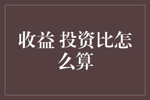 收益 投资比怎么算