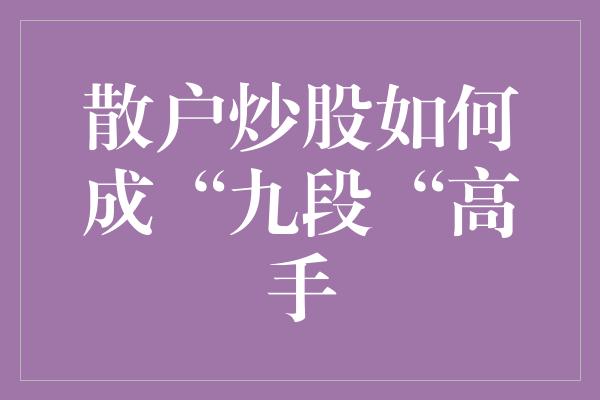 散户炒股如何成“九段“高手