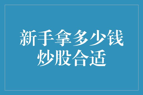 新手拿多少钱炒股合适