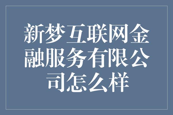 新梦互联网金融服务有限公司怎么样