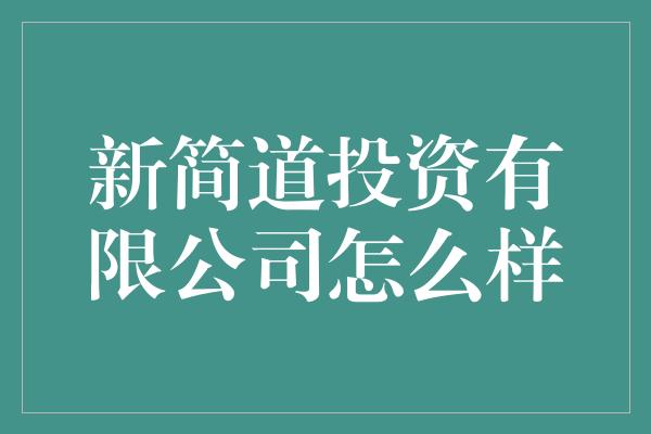 新简道投资有限公司怎么样