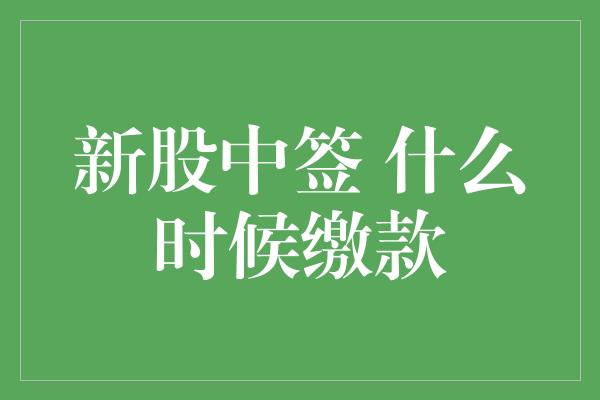 新股中签 什么时候缴款