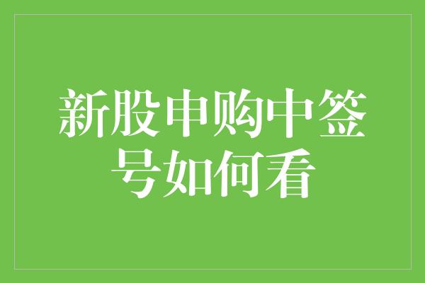 新股申购中签号如何看