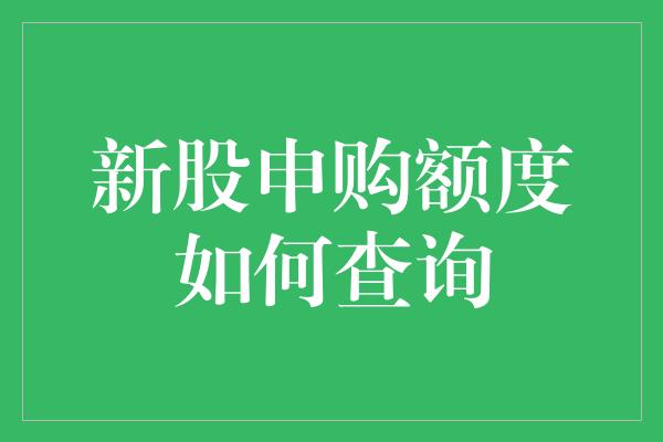 新股申购额度如何查询