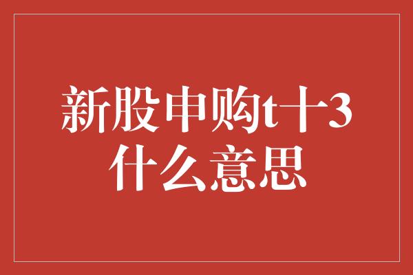 新股申购t十3什么意思