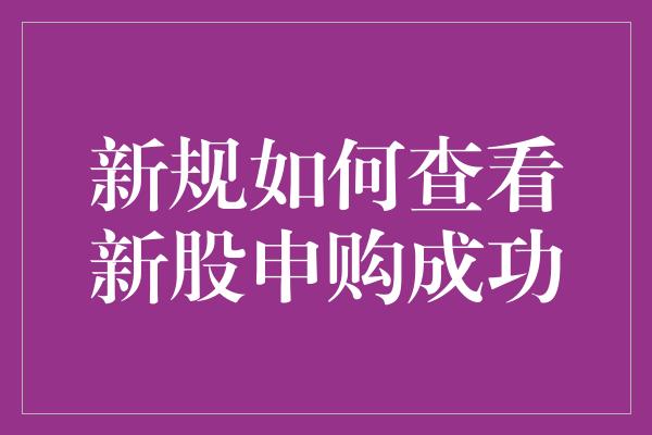 新规如何查看新股申购成功