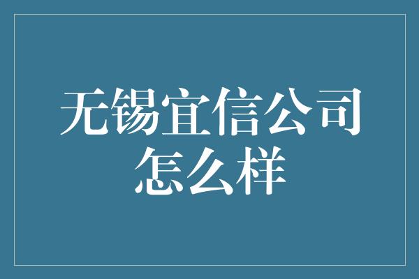 无锡宜信公司怎么样