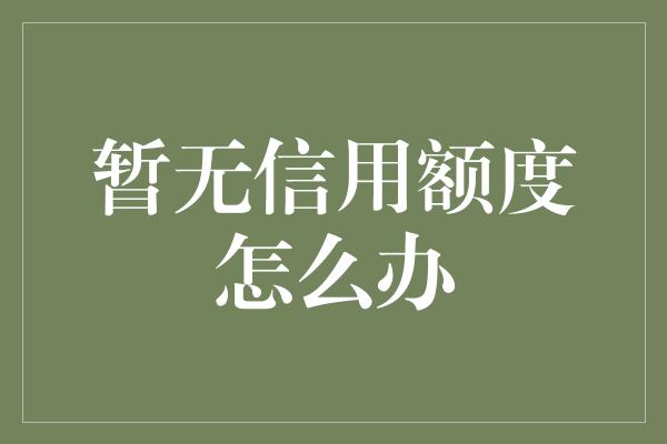 暂无信用额度怎么办